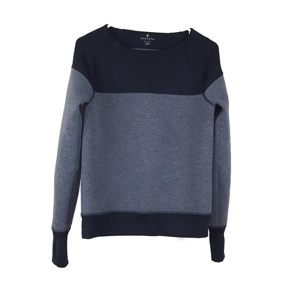 Athleta Pullover Top Gray w/ Thumbholes Women's Size XXS Long Sleeve